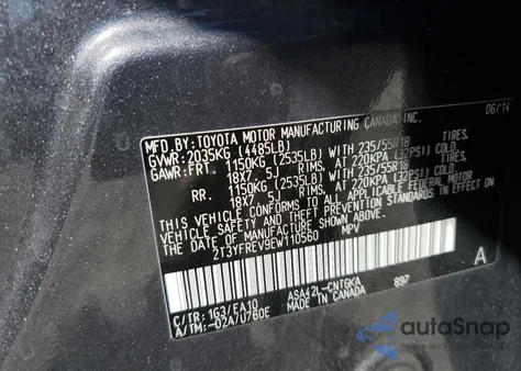 2014 Toyota Rav4 Limited из США, поврежденный, VIN 2T3YFREV9EW110560